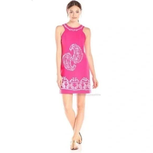 LILLY PULITZER Cotton Jacqueline Paisley Embroidered Sleeveless Sheath Dress - Picture 1 of 15